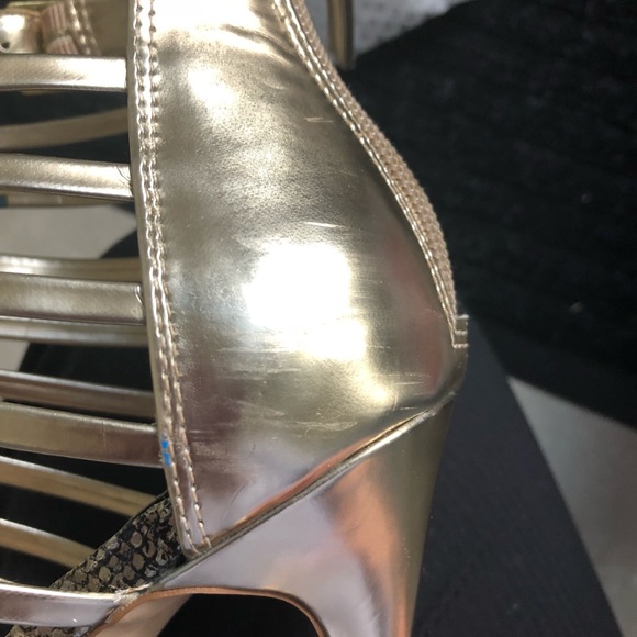 Steve Madden Gold Strappy 5” Heels - Picture 8 of 8